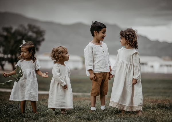 Karina, I sewed these dresses and a shirt for the boy from bleached linen, it is very soft linen, after wash...