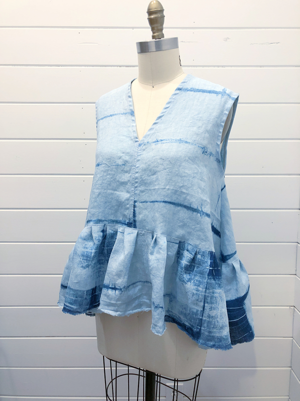 Tina, Over the summer I made an indigo vat and used the shibori folding technique to dye 10 yards of linen...
