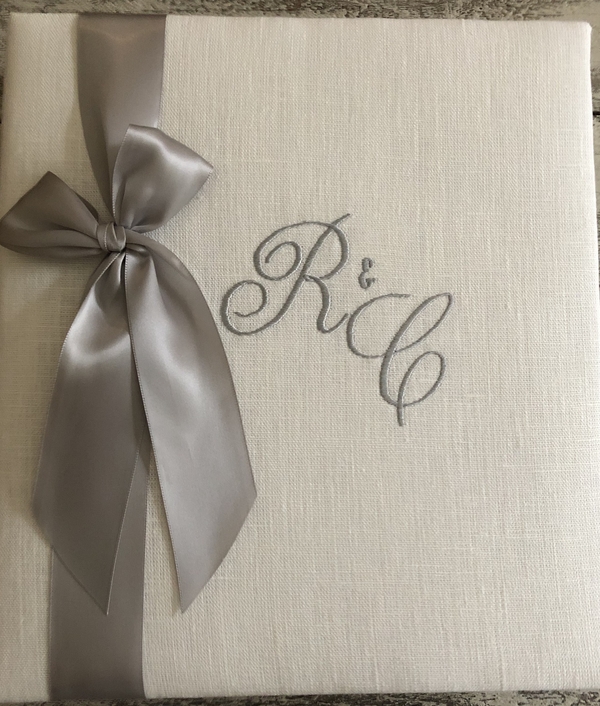 Susie, Wedding book with two initials on it because the bride is not taking the groom`s name.
We love worki...
