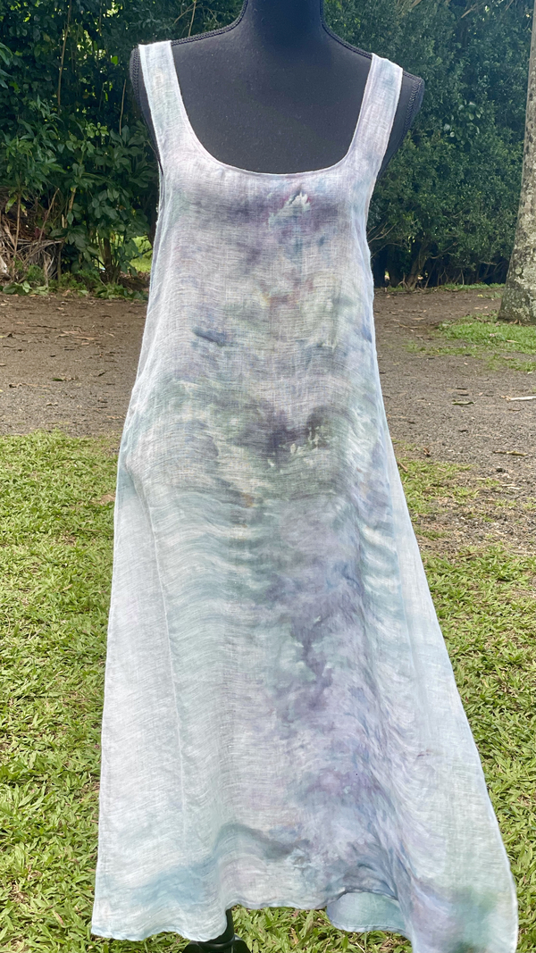 Beau, Front of handmade slip pattern, long staple bleached linen, designed, sewn and hand dyed by Beau Bla...
