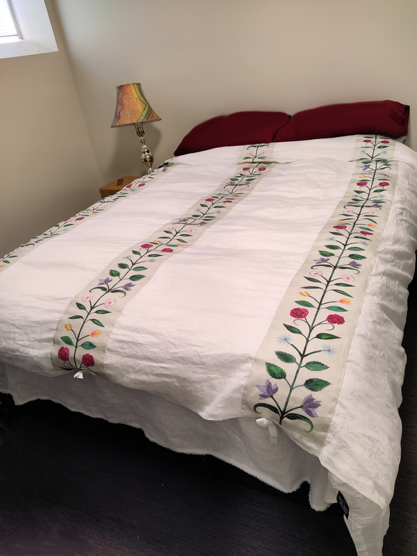Jeeni, I made this duvet as a promise to myself that we would soon be living someplace worthy of such a bea...