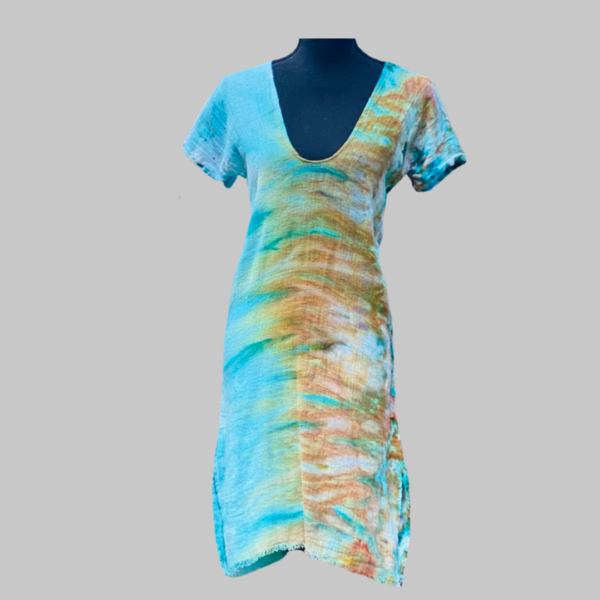 Karen, This is a dress I made from IL041 and hand dyed. I love the texture of this fabric. It has weight bu...