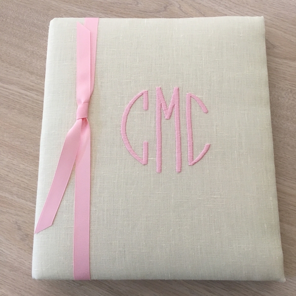 Susie, Monogrammed baby book from Way Cool Designs with pink journaling inside pages. Make s for a beautifu...
