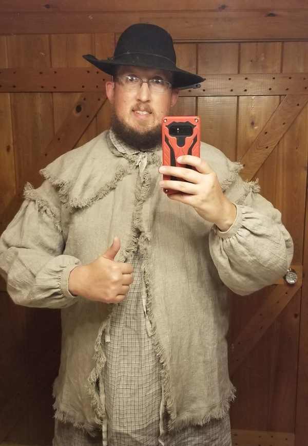 William, A 1770s Hunting Shirt for a man in the southern colonies of North America preparing to fight in th...