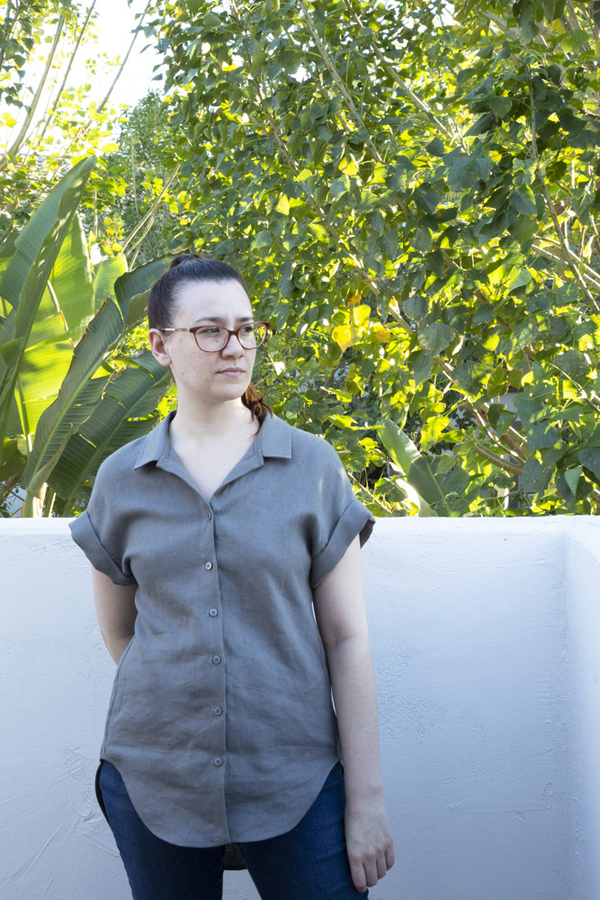 Lauren, I made the FS Riva Short sleeve shirt in IL019 ASPHALT Signature Finish. I adjusted the length on th...
