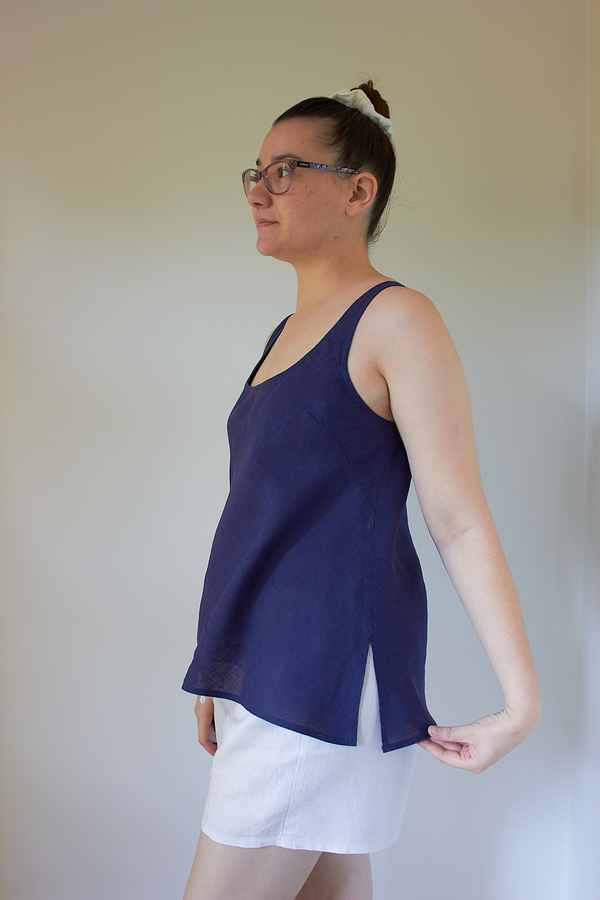 Lauren, IL020 Abyss made up into the FS Nico Camisole. I lengthened the camisole to 16 on the side seams an...