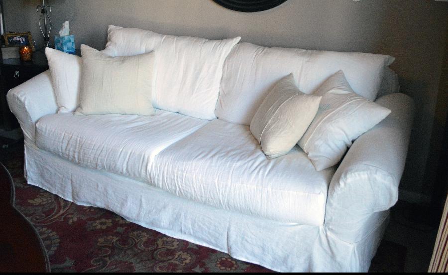 Hollie, I made a crisp, white sofa cover out of the bleached, softened all purpose linen. I added 2 envelope...