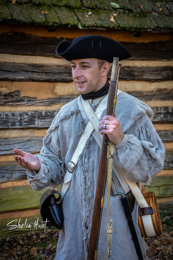 William, Recreation of an American Revolution uniform, known as a hunting shirt.