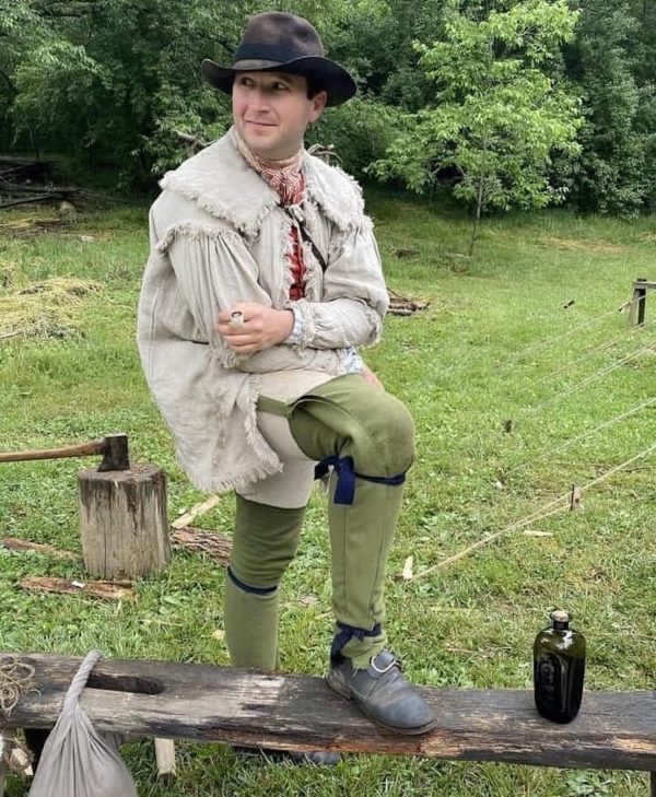 William, Recreation of an American Revolution uniform, known as a hunting shirt.