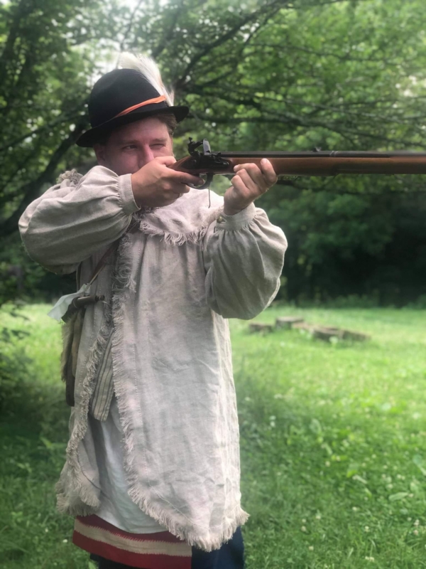 William, Recreation of an American Revolution uniform, known as a hunting shirt.