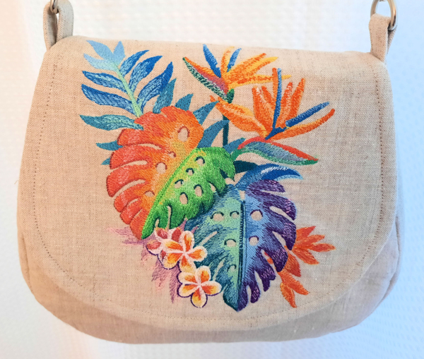 Linda, The soft tropical sandy colored bag is made with 100% linen in an environmentally friendly mill.  Ch...
