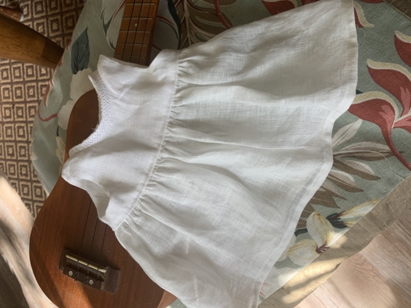 Virginia, Baby Modern Heirloom Dress with winged needle neckline detail. (not quite finished)