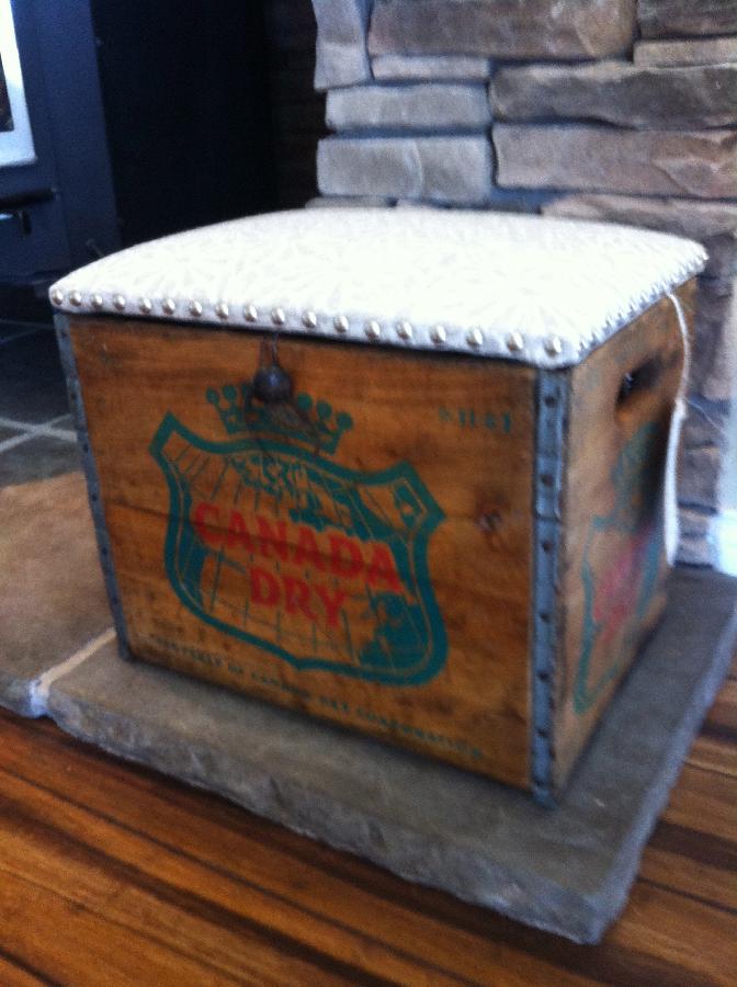 Jacqui, This is a Vintage Ginger Ale Crate Upscaled to a Storage Chest / Foot Stool using the IL002 Ivory-Na...