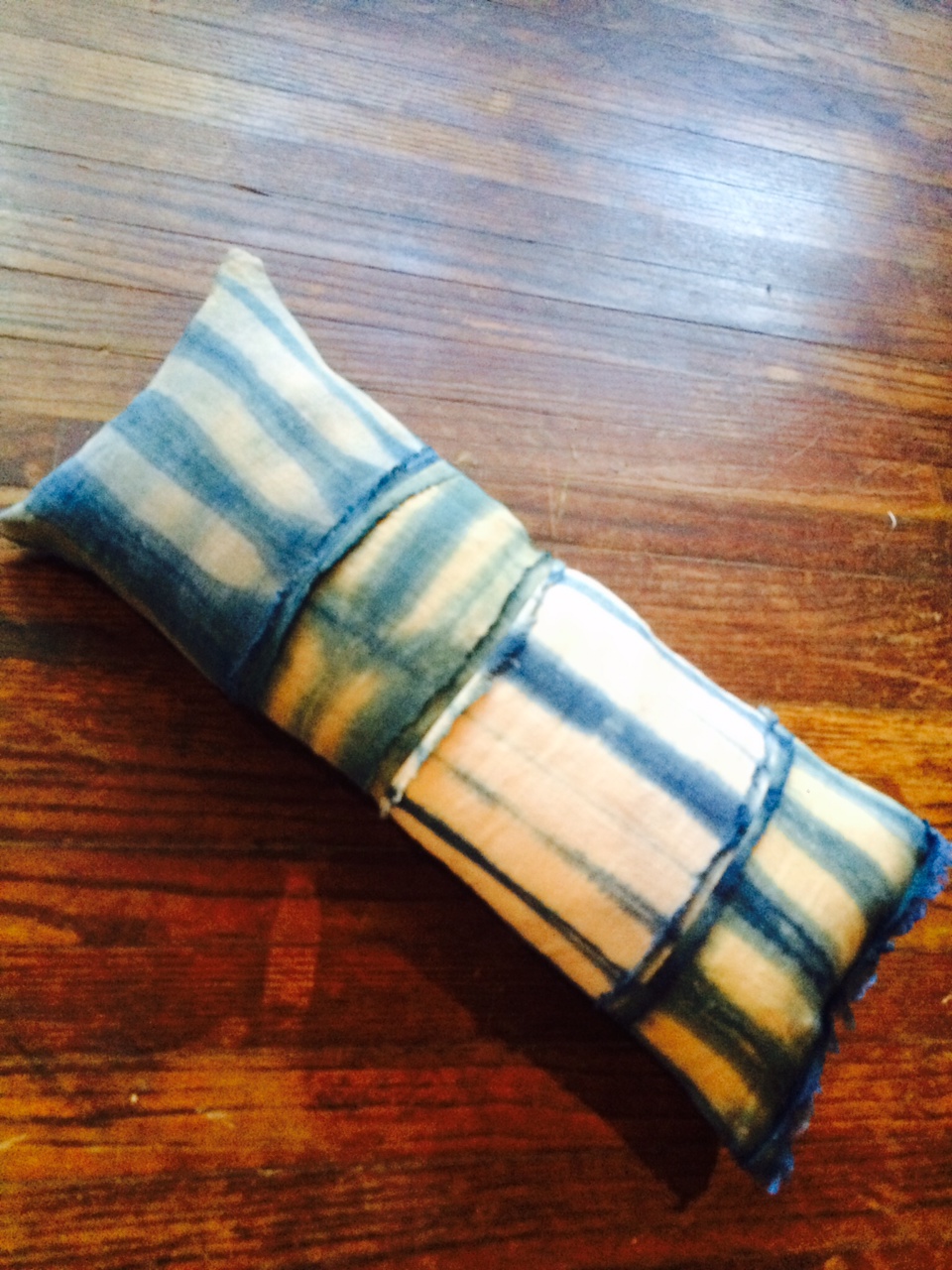 Karen, Linen with indigo and rust. 