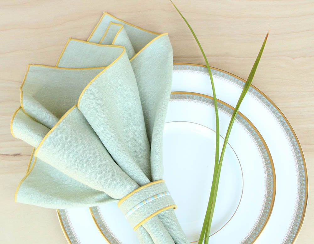 Karen, Linen Dinner Napkins designed to match clients china.
K Style Design