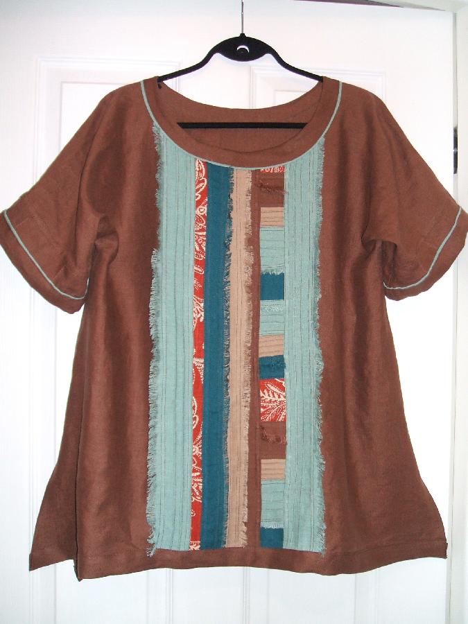 Maria, Another scrap buster project, middle weight linen in fall colors and some linen print scraps, whic...