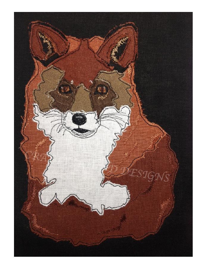 Helen, MR SLY the FOX - raw edge applique designed and stitched by myself using doggie bag linen pieces