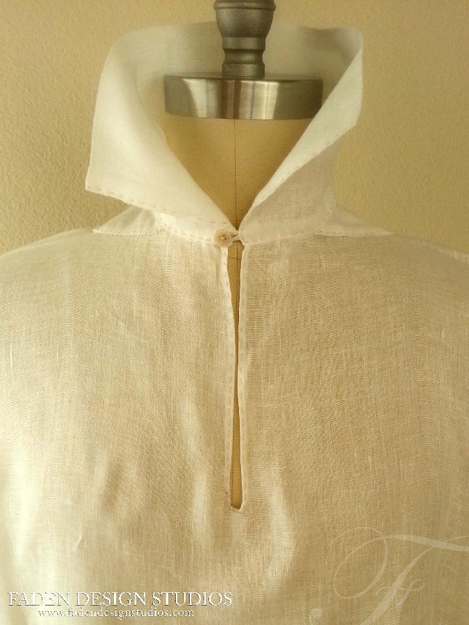 Romy, New work from the studio- 100% linen- hand stitched replica of 18th century farmers shirt www.faden...