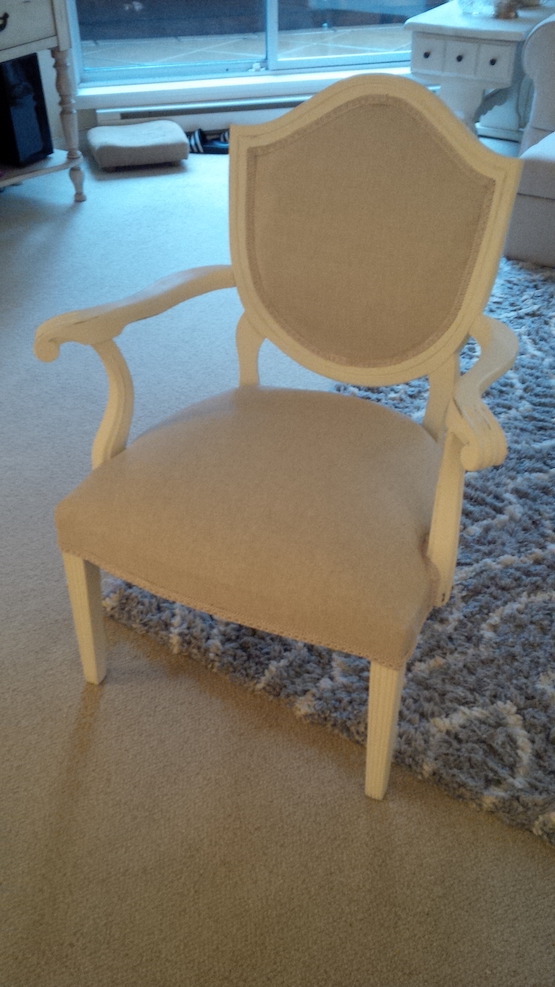 Bella, Anne Marie Cartiers Bella Chair- re-created with medium weight FS linen. 