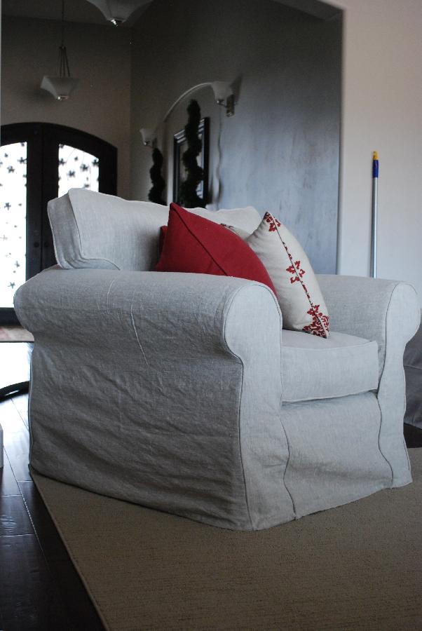 Katie, I slipcovered my family room couch and two chairs out of the 4C22 Mixed Natural Softened linen.  I w...