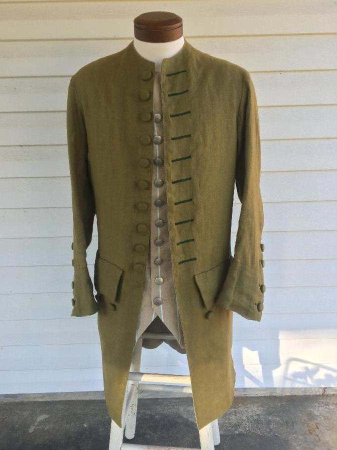 Matthew, This is a 100% linen, mid-18th century, mens coat. Its design is adapted from a handful of 18th ce...