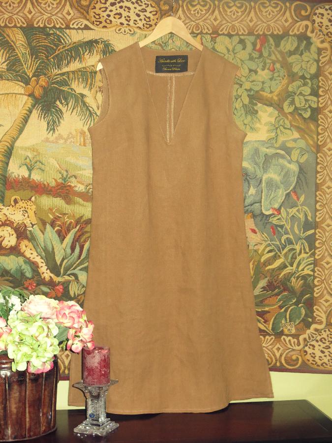 Martina, Simple summer linen dress.......Ginger color linen