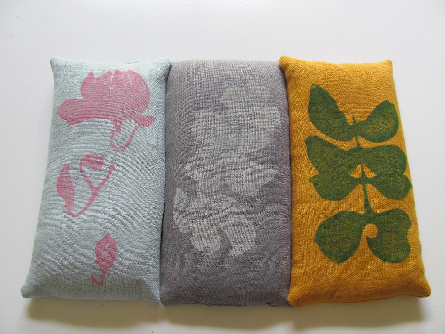 Amy armour, Block-printed lavender eyepillows using medium-weight linen. Eyepillows are filled with a mix of fla...
