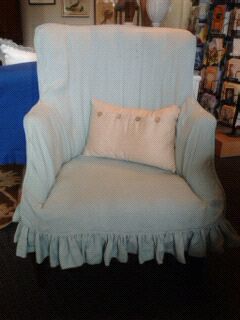 Jan, Mothers chair slipcovered in 019 linen