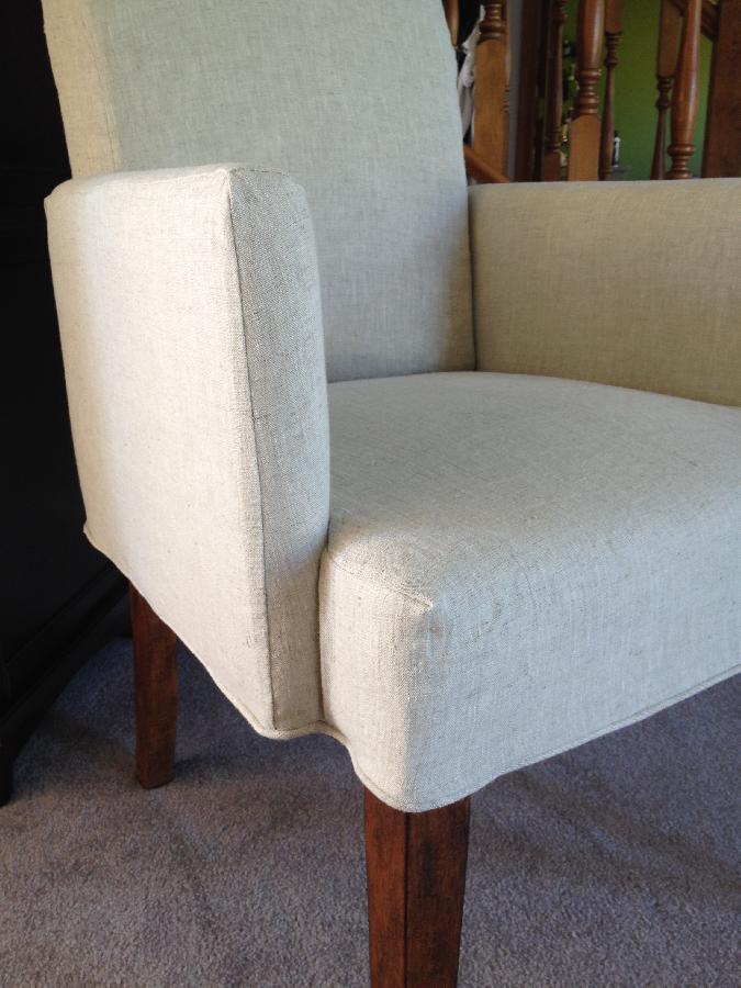 Cassi, Slipcover for a Parson chair made with Softened Mixed Natural.  Full before and after photos can be...