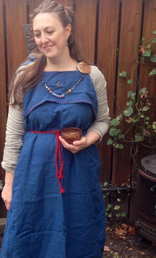 Jen, Early Anglo-Saxon peplos-type overdress made with IL019 Blue Bonnet, and underdress made with  IL019...