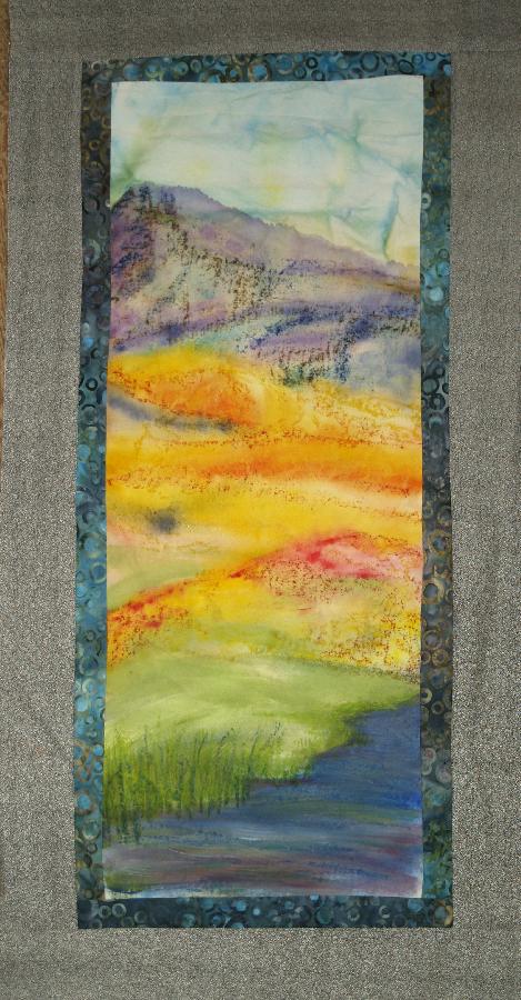 Loretta, Used L19 for the background of the painting/dyeing image then cotton for the surround due to texture...