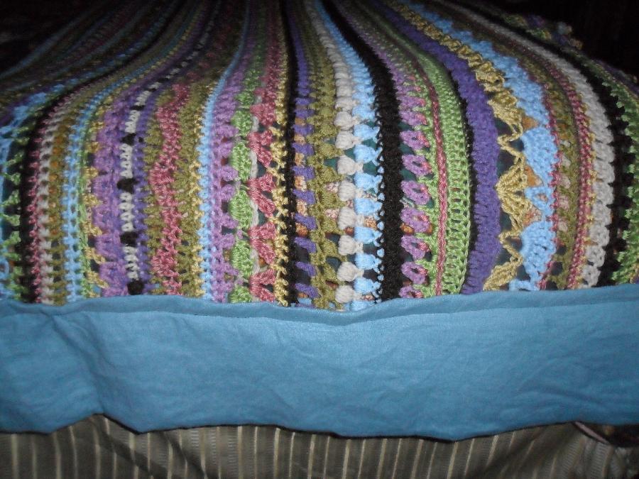 Cynthia, I needed a straight edge on this crocheted Sampler Stitch afghan I made and blocking didnt do the t...