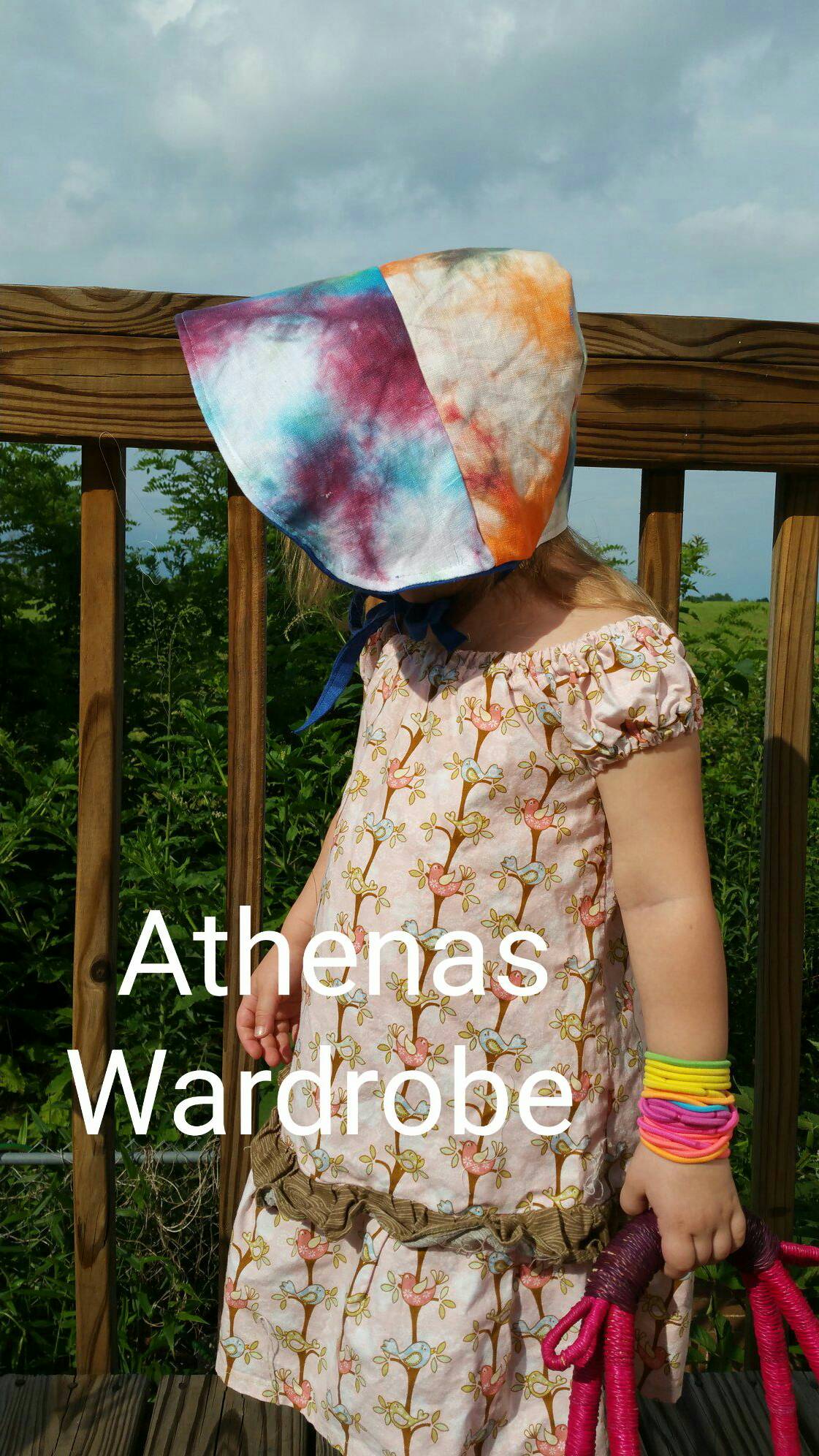 Rebecca, Reversible tie dye linen bonnet!