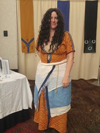 Bj, Bronze Age Minoan womens dress, from House of the Ladies frescoes, Akrotiri.
Long gown--called a ...