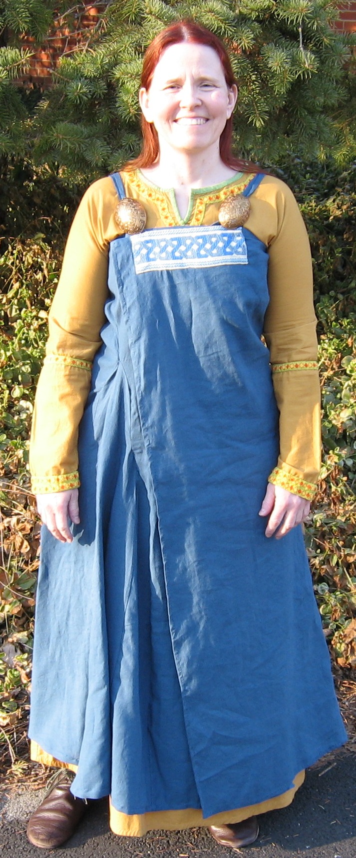 Catherine, Wraparound Viking apron dress design (experimental only!  Not really a recreation) in IL019 linen.
