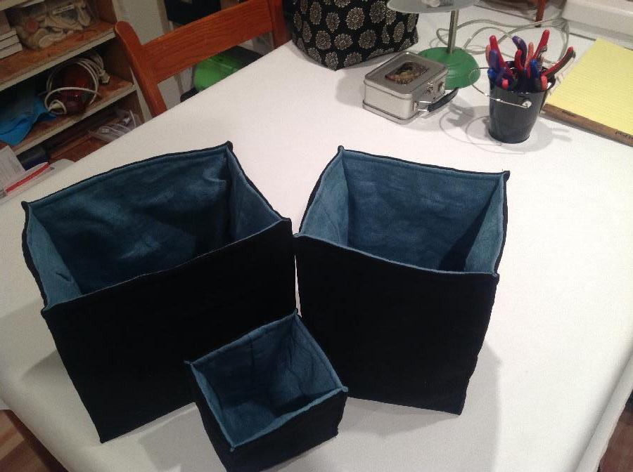 Beth, I used the tourquise linen to make the nesting fabric bins.  I love this fabric.  The texture and co...
