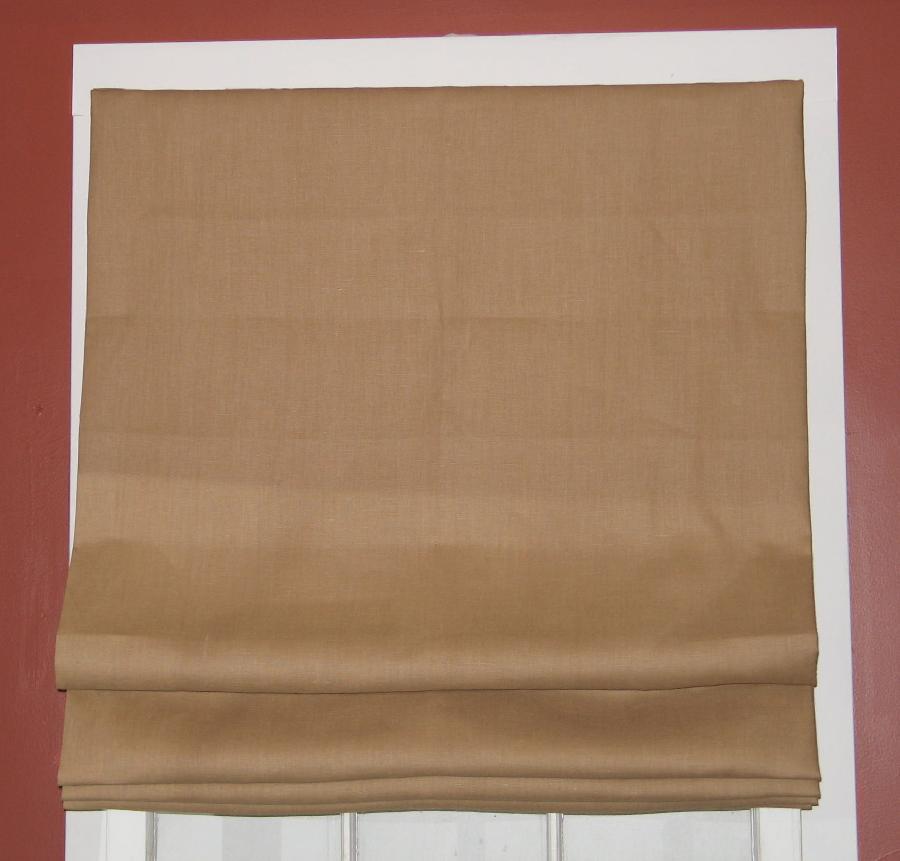 Grace, This flat roman shade was created from multipurpose linen in ginger in my studio in Peekskill, NY.