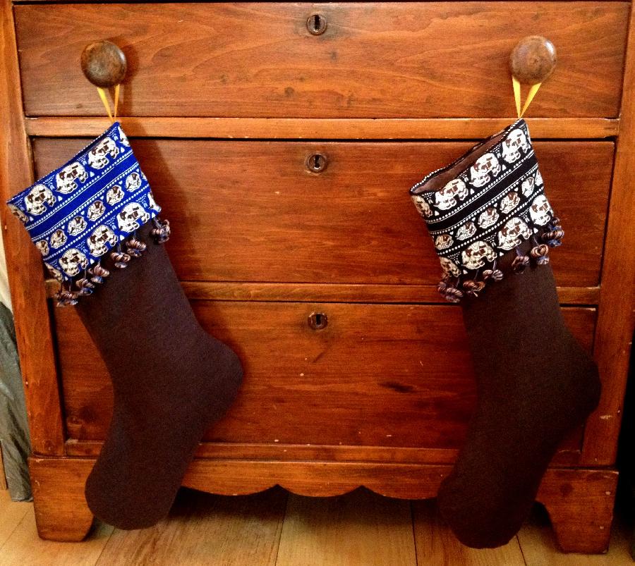 Elisabeth, Newlywed Christmas stockings! Fabrics-Store.com linen stockings, lined with linen scrap fabric, and...