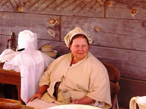 Darla, My project is an 18th century bed coat matching bed cap....as a Larger than Life Lady I have to sew...