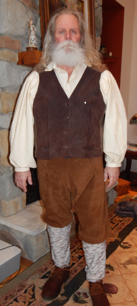 Victoria, Heidis Grandfather.  Made shirt, pants. vest and leggings.