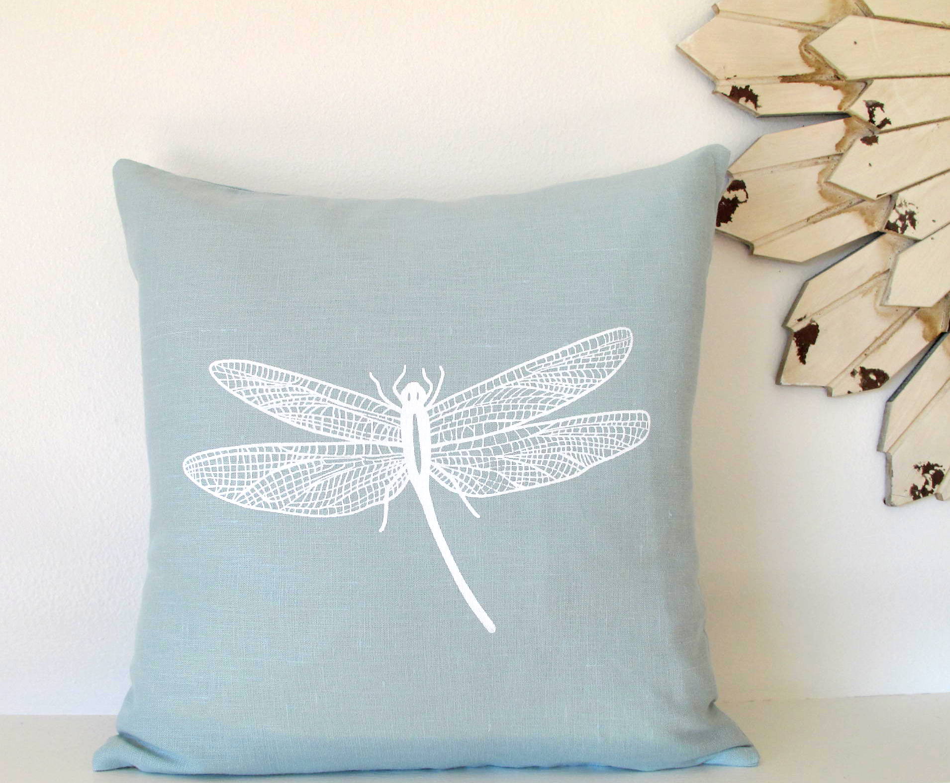 Elizabeth, Pillow Cover with Dragonfly Screen Print
