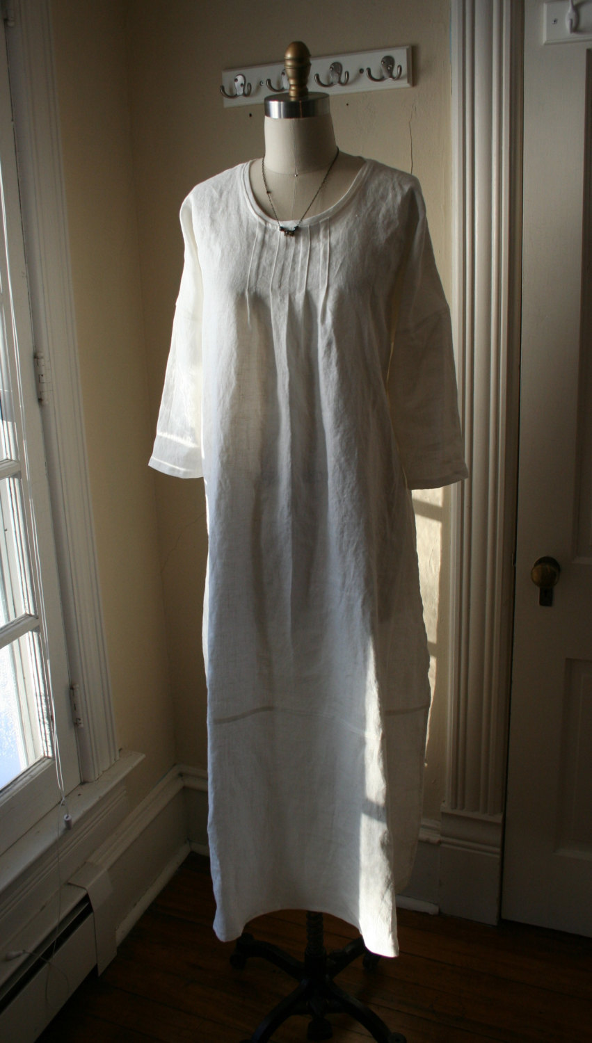 Beth, Vintage Inspired Heirloom White Linen Nancy Nightgown by Breathe Sleepwear. This lovely year-round...