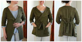 Aja, Jacket J from Happy Homemade Sew Chic, a translated from Japanese sewing book. In IL019 Olive, one o...