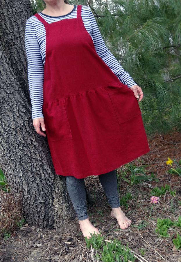Diana, A jumper from my own pattern, made with cranberry coloured linen. Perfect for any season!