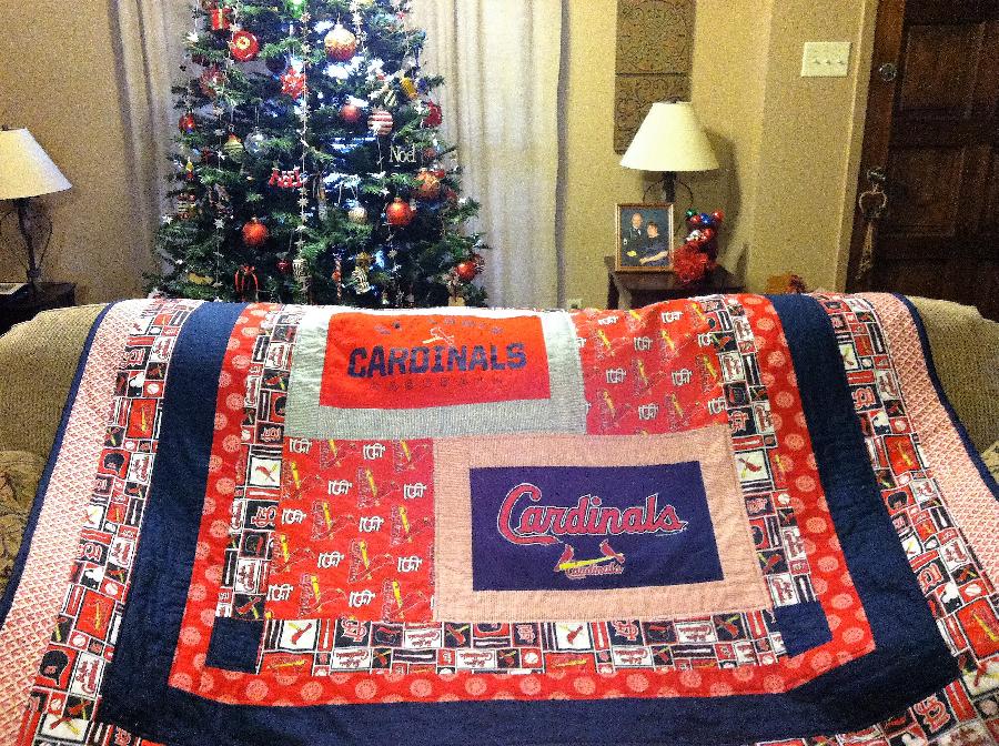 Kathy, St. Louis Cardinals T-Shirt quilt.  I am an avid Cardinal fan.