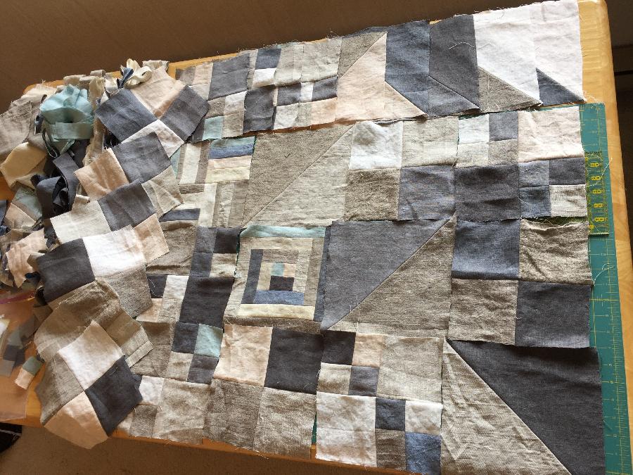 Nancy, My queen size quilt in process. It is my first quilt. Linen is my inspiration. This is all fabric st...