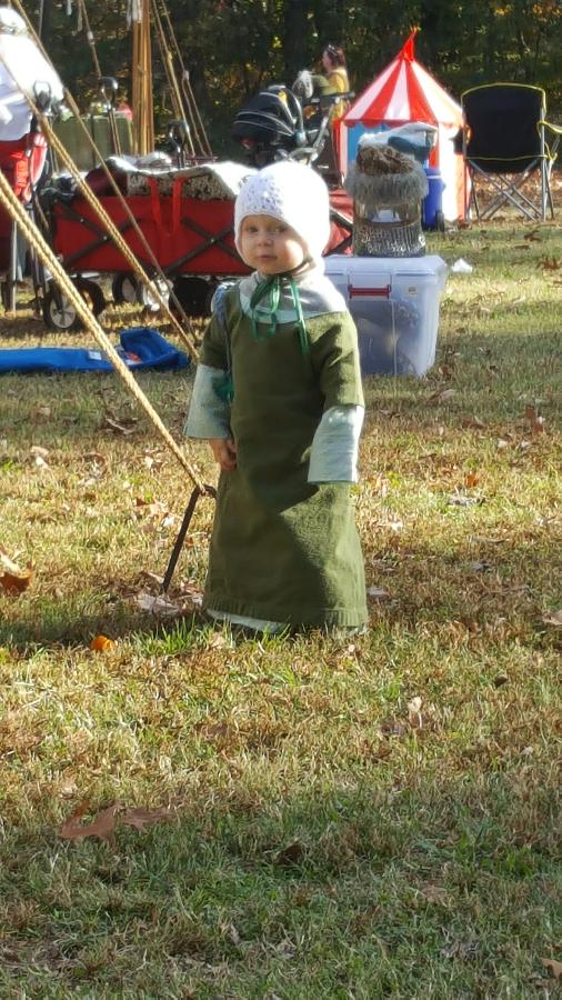 Whitney, Linen double layer dress for SCA, toddler is 17mo and loves how the dress swishes!