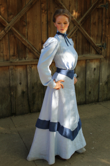 Mary, Gibson girl skirt, shirtwaist, belt and tie all in linen. 
I made this ensemble for a play, and I t...