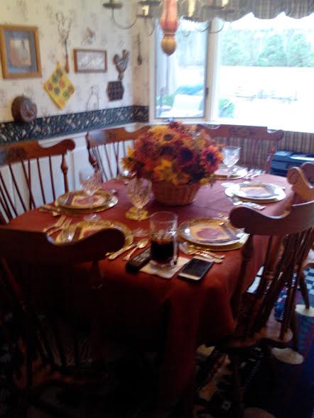 Kathryn, Very simple tablecloth but I thought it was glorious with the fall colors of the centerpiece. Thanks...