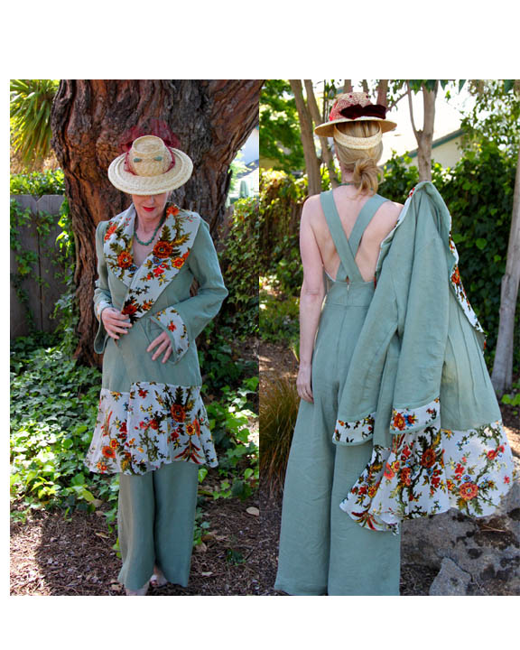 Katherine, 1930’s Beach Pajamas/Coat
Decades of Style Patterns
Linen- IL020 HEDGE GREEN Softened
Trimmed wi...
